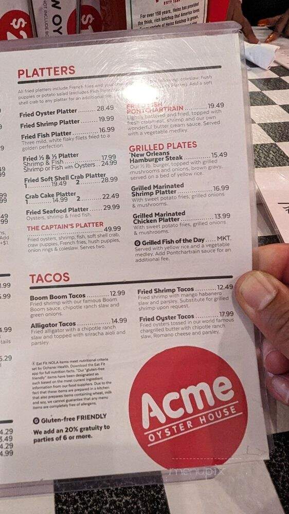 Acme Oyster House - Houston, TX menu_pic