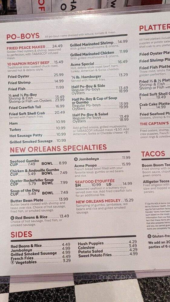 Acme Oyster House - Houston, TX menu_pic