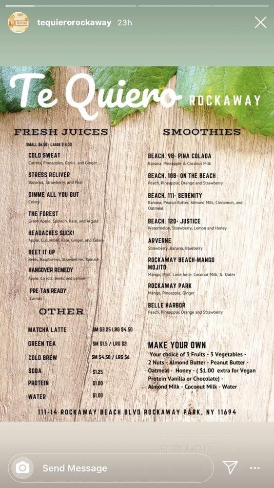 Te Quiero - Rockaway, NY menu_pic