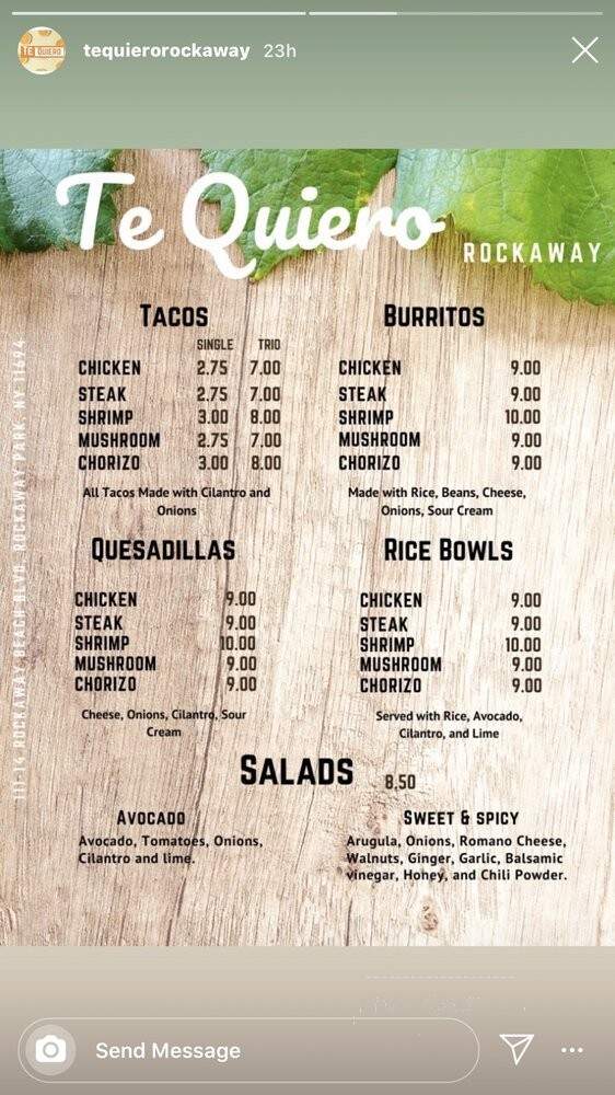 Te Quiero - Rockaway, NY menu_pic