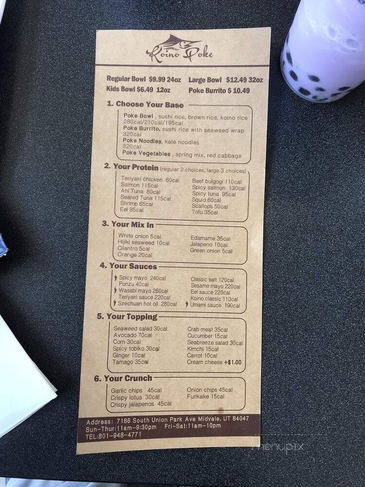 Koino Poke - Midvale, UT menu_pic