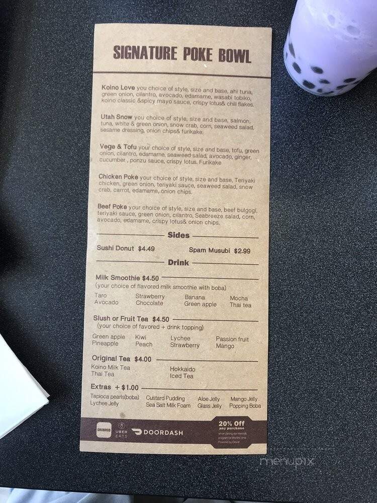 Koino Poke - Midvale, UT menu_pic