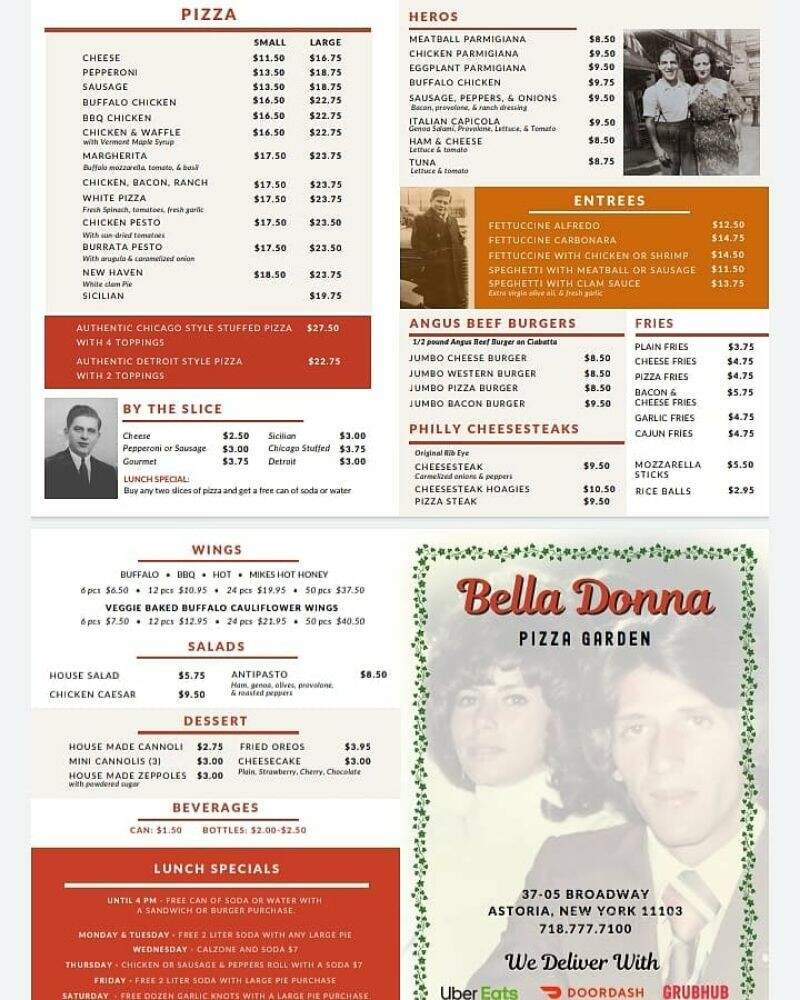 Bella Donna Pizza Garden - Astoria, NY menu_pic