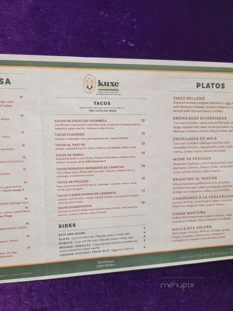 Kuxe - New York, NY menu_pic