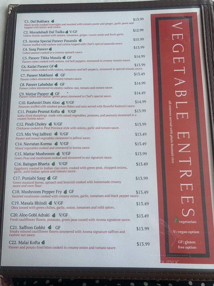Aroma Indian Cuisine and Bar - Indianapolis, IN menu_pic