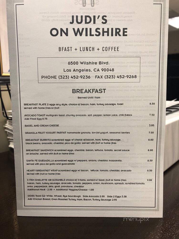 Judi's On Wilshire - West Hollywood, CA menu_pic