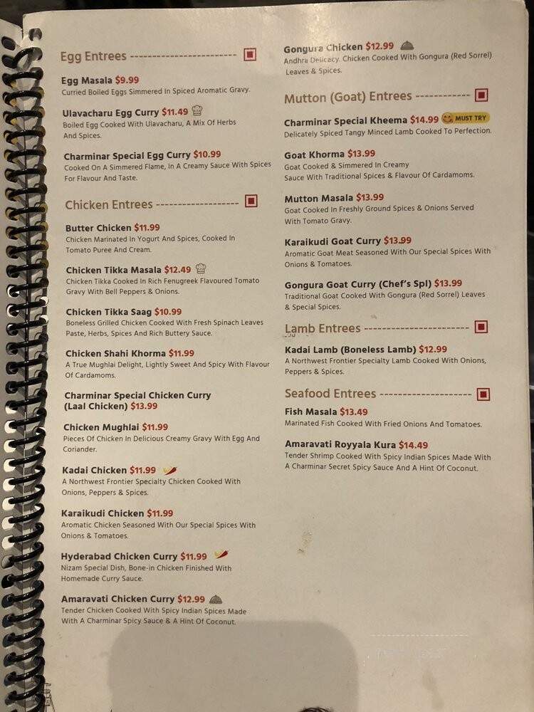 Charminar Indian Cuisine - Scarborough, ON menu_pic
