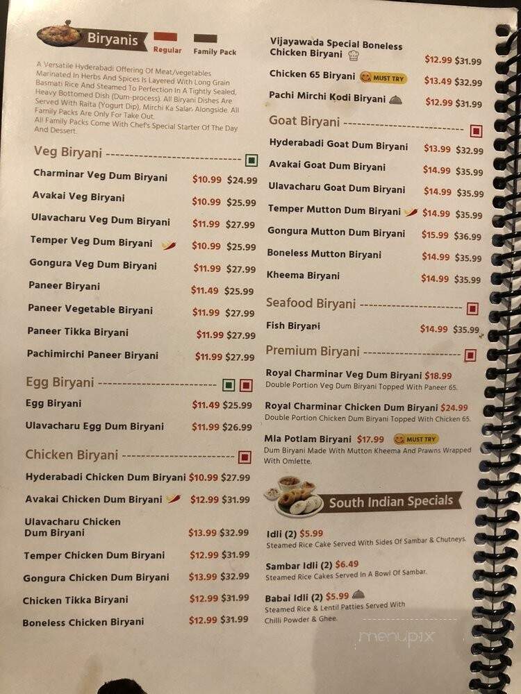 Charminar Indian Cuisine - Scarborough, ON menu_pic