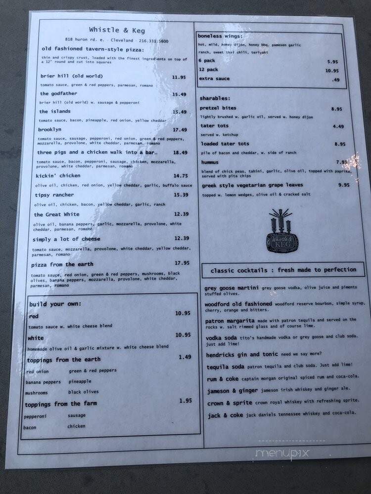 Whistle & Keg - Cleveland, OH menu_pic