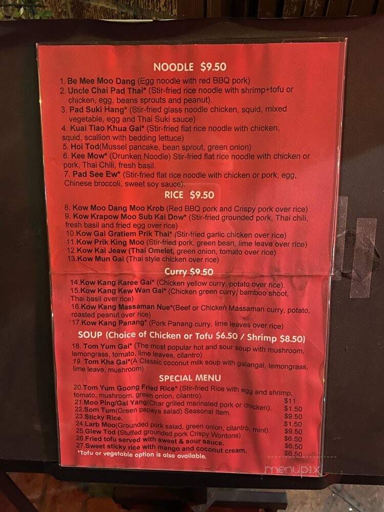 Uncle Chai Thailand Street Food - San Diego, CA menu_pic