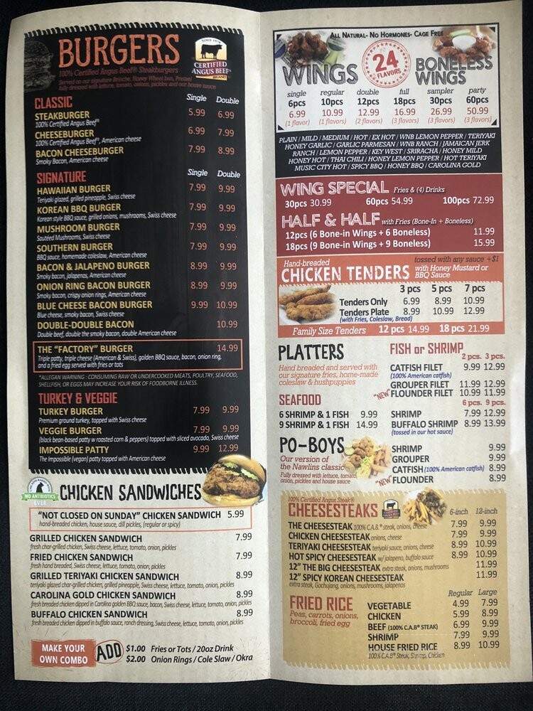 WNB Factory - Carrollton, TX menu_pic