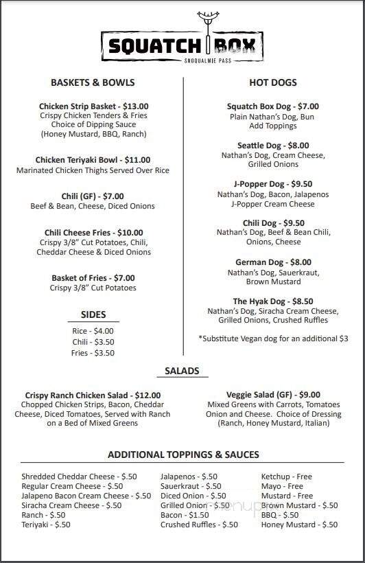Squatch Box - Snoqualmie Pass, WA menu_pic