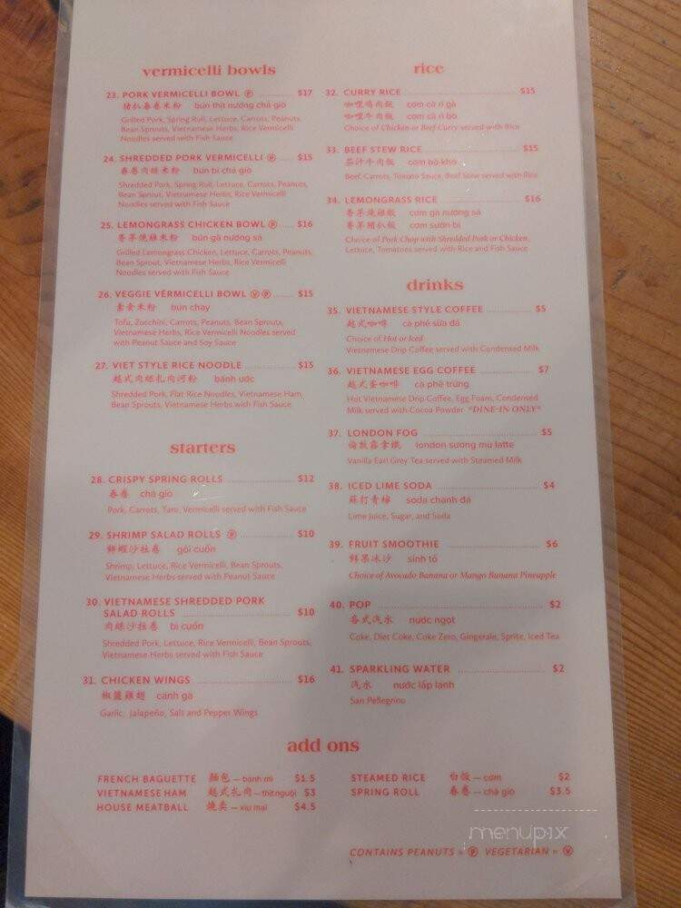 Merci Beaucoup Cafe - Vancouver, BC menu_pic