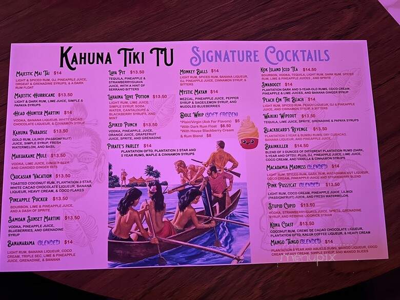Kahuna Tiki Tu - Valley Village, CA menu_pic