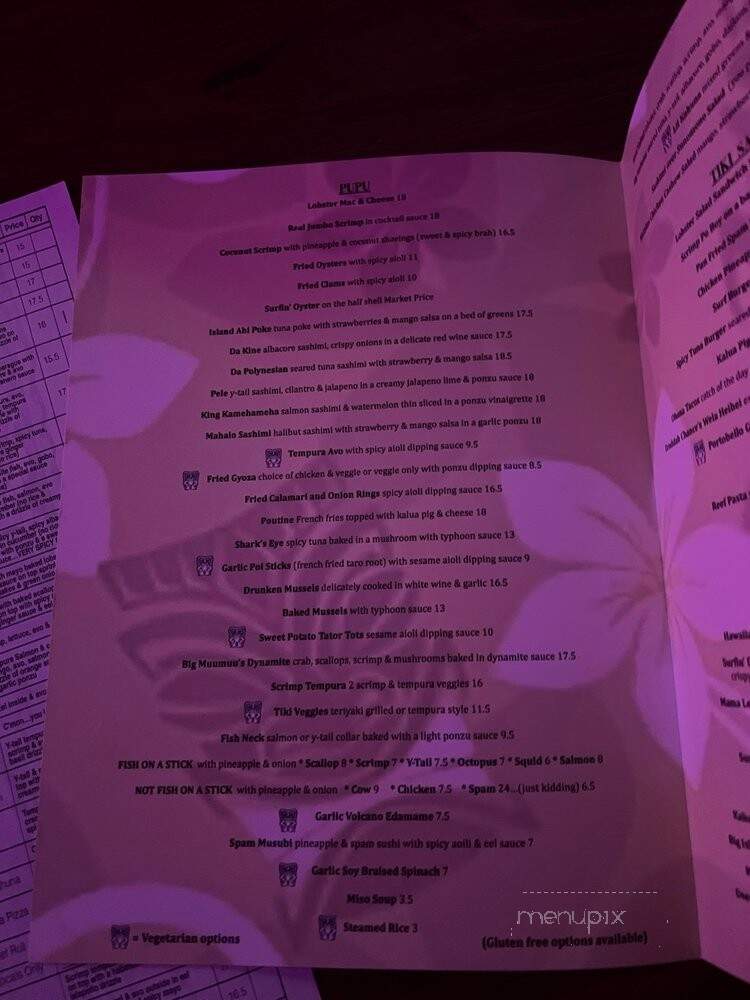 Kahuna Tiki Tu - Valley Village, CA menu_pic