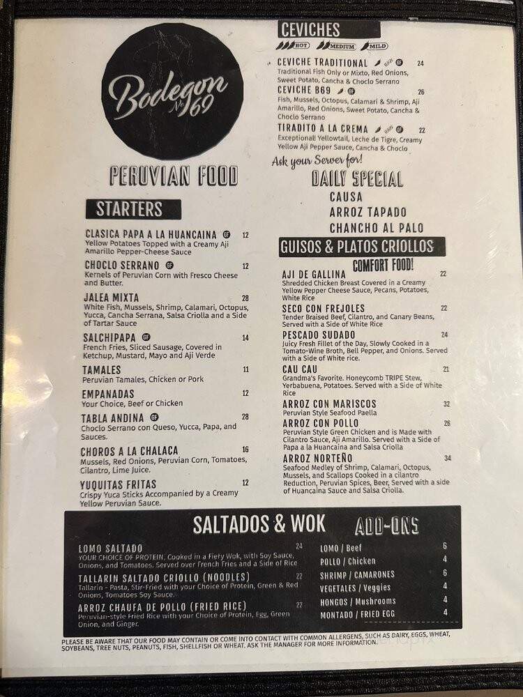 Bodegon No 69 - Pasadena, CA menu_pic