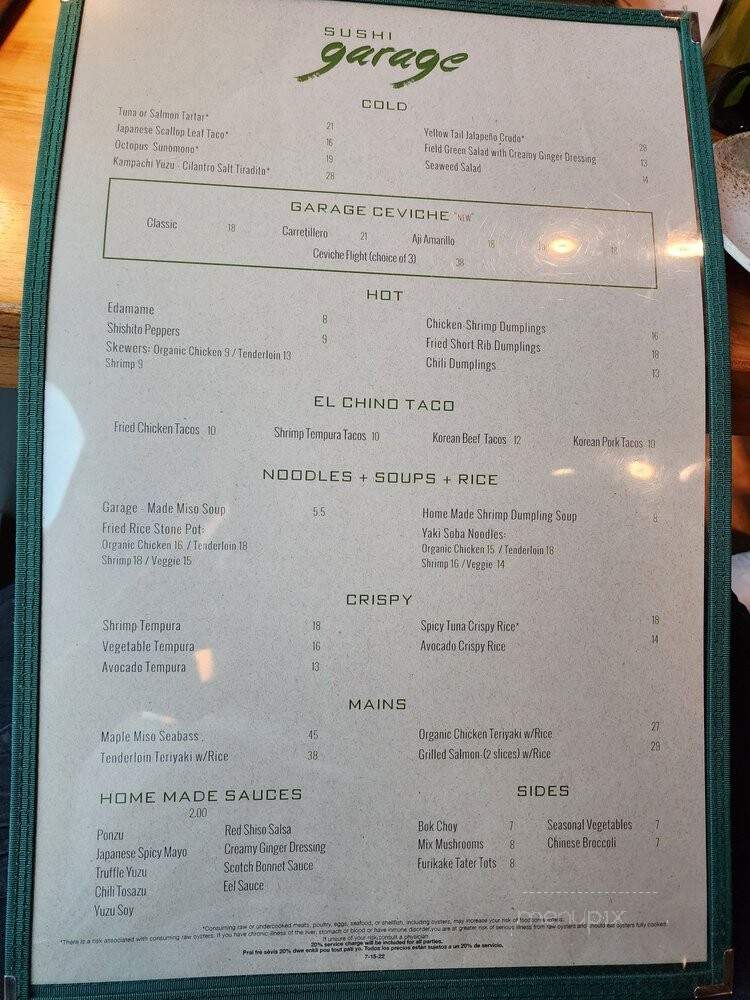 Sushi Garage - Fort Lauderdale, FL menu_pic