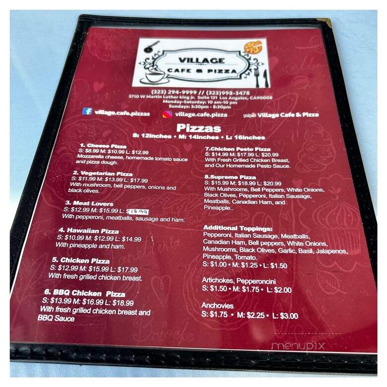 Village Cafe & Pizza - Baldwin Hills, CA menu_pic