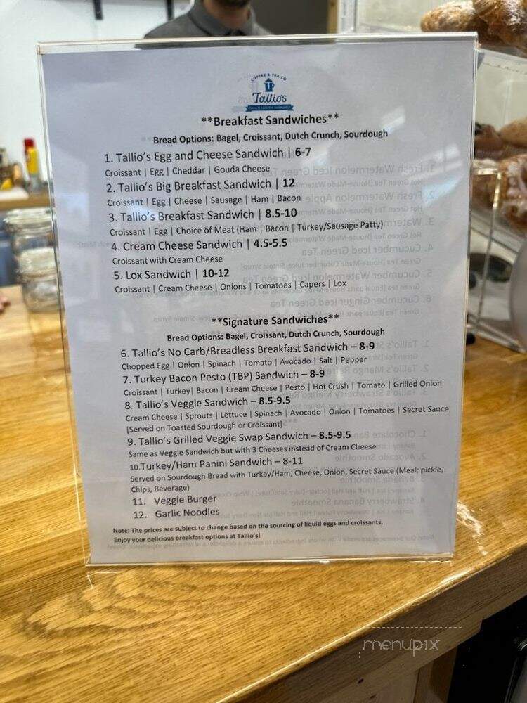 Tallio's Coffee & Tea - San Francisco, CA menu_pic