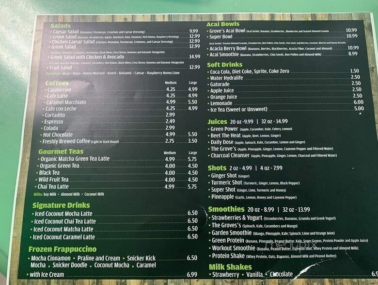 The Groves Coffee House - West Palm Beach, FL menu_pic