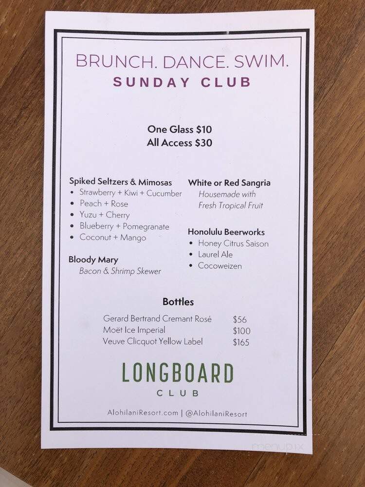 Sunday Club - Honolulu, HI menu_pic