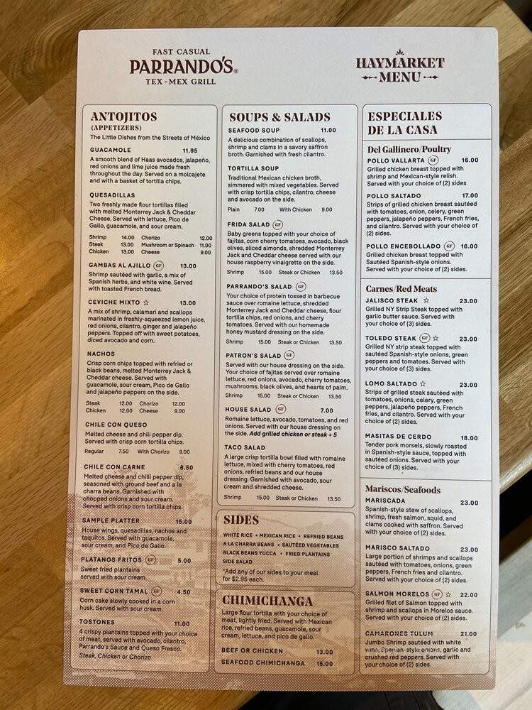 Parrando's - Haymarket, VA menu_pic