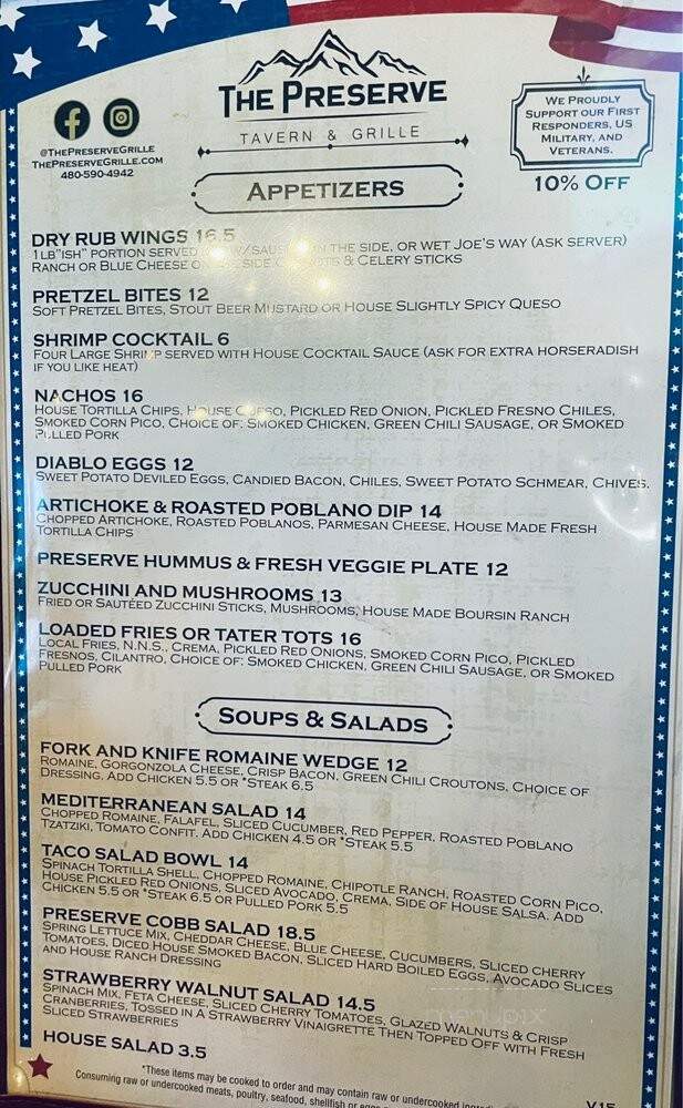 The Preserve Tavern & Grille - Scottsdale, AZ menu_pic