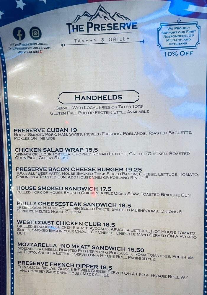 The Preserve Tavern & Grille - Scottsdale, AZ menu_pic