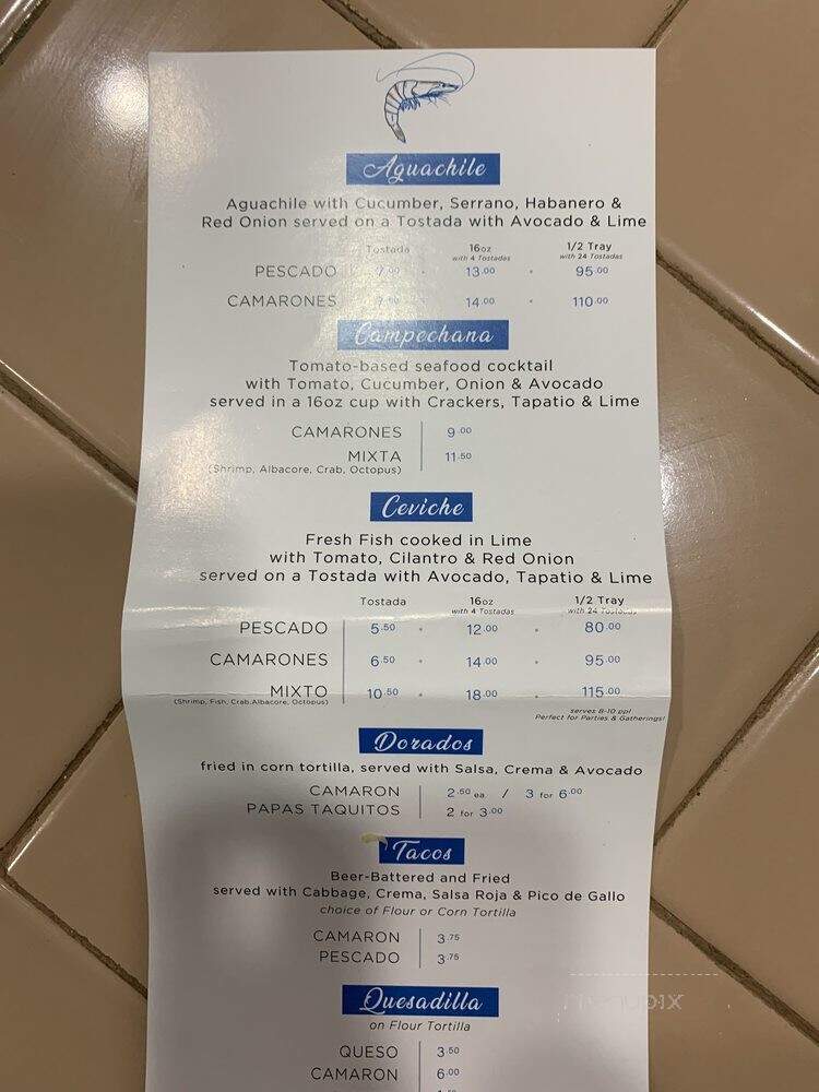 Playita Mariscos - Los Angeles, CA menu_pic