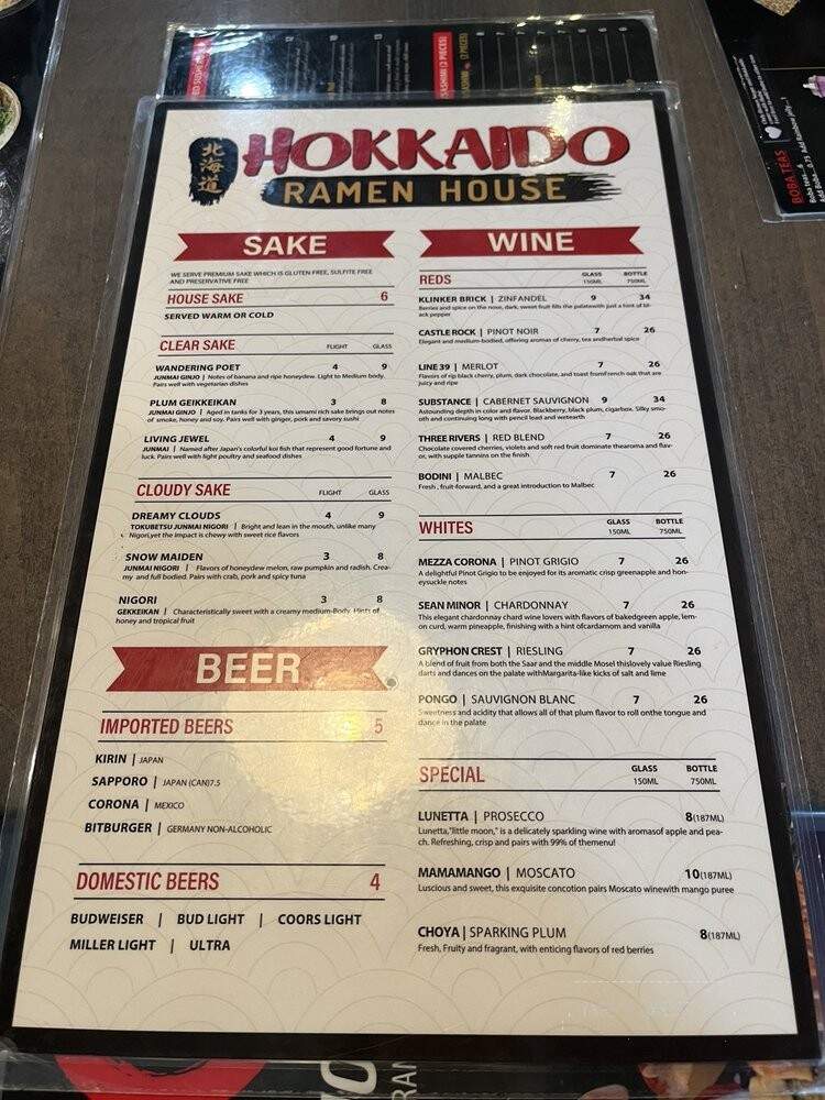 Billings Hokkaido Ramen & Sushi Bar - Billings, MT menu_pic