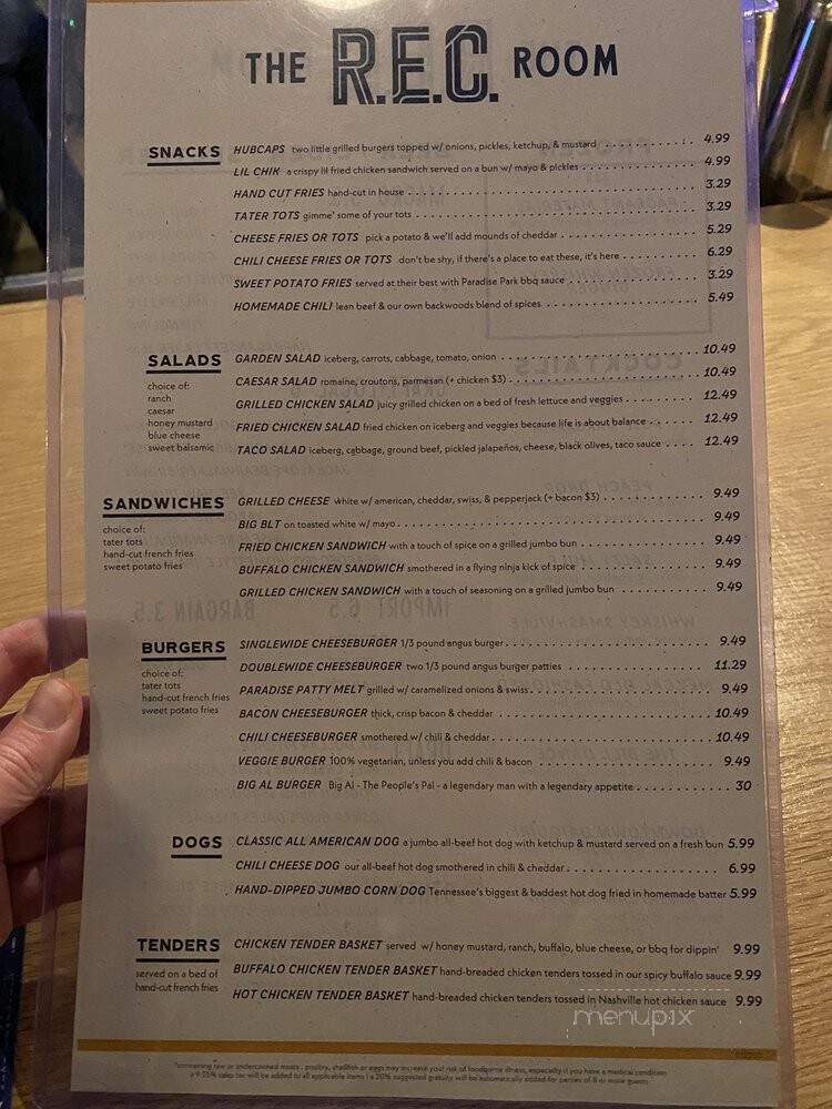 The REC Room - Nashville, TN menu_pic