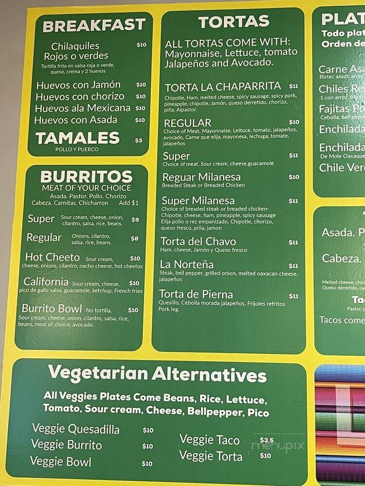 La Chaparrita - Hayward, CA menu_pic