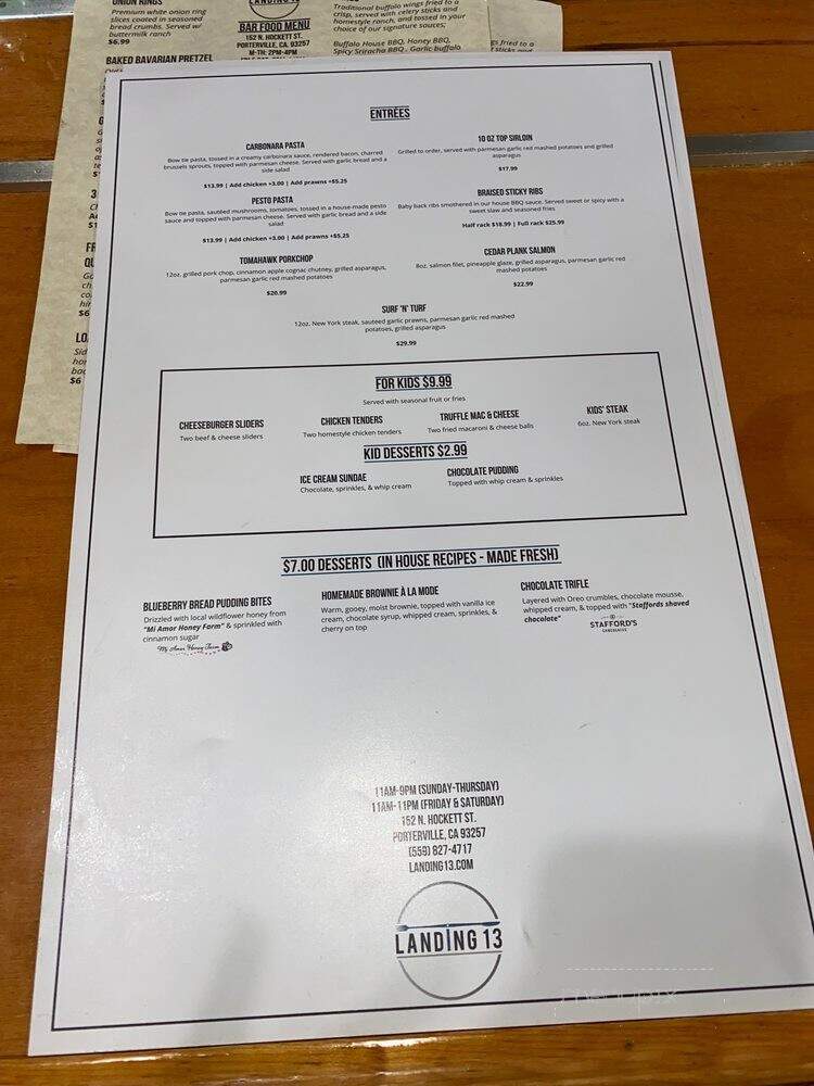 Landing 13 - Porterville, CA menu_pic