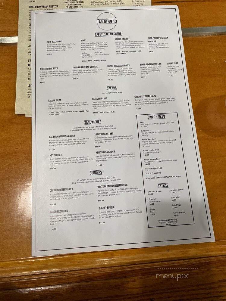 Landing 13 - Porterville, CA menu_pic