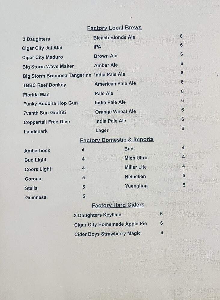 Factory@4914 - Tampa, FL menu_pic