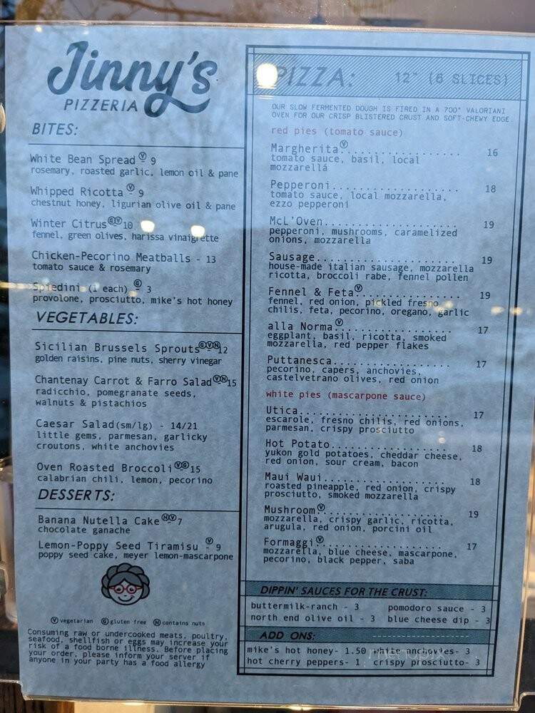 Jinny's Pizzeria - Newton, MA menu_pic