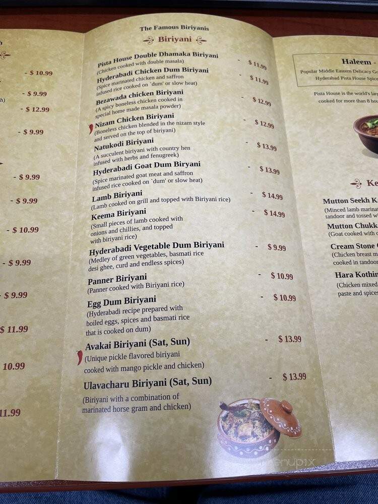 Pista House - San Diego, CA menu_pic