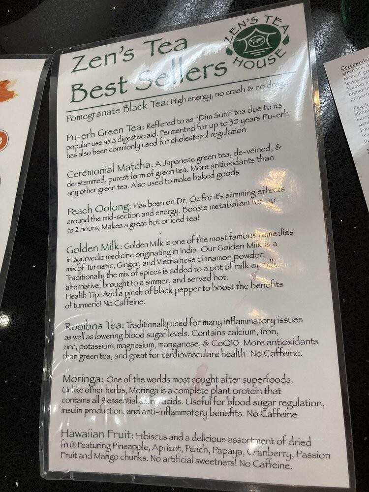 Zen's Tea House - Whittier, CA menu_pic