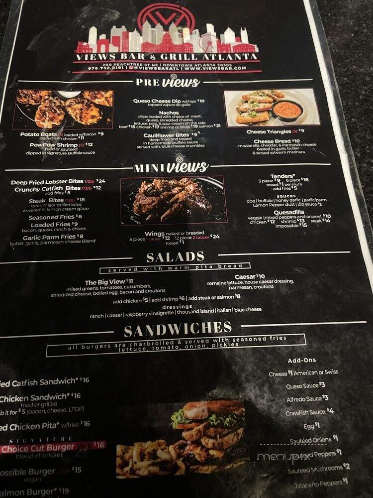 Views Bar and Grill - Atlanta, GA menu_pic