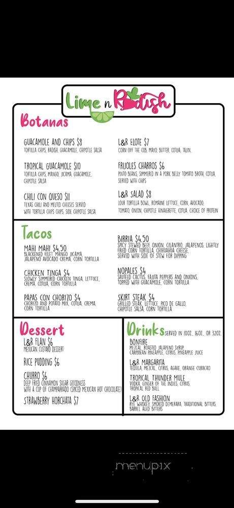 Lime and Radish - Chicago, IL menu_pic