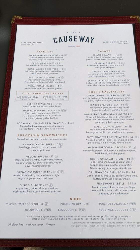The Causeway - Spruce Head, ME menu_pic