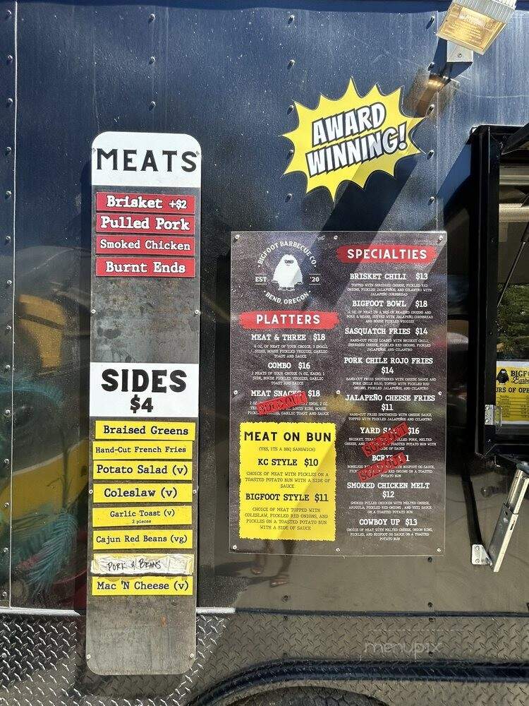 Bigfoot Barbecue Co. - Bend, OR menu_pic