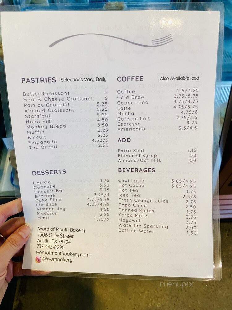Word of Mouth Bakery - Austin, TX menu_pic