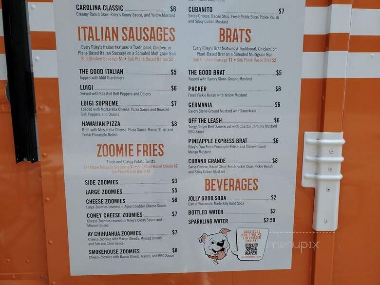 Riley's Good Dogs - Milwaukee, WI menu_pic
