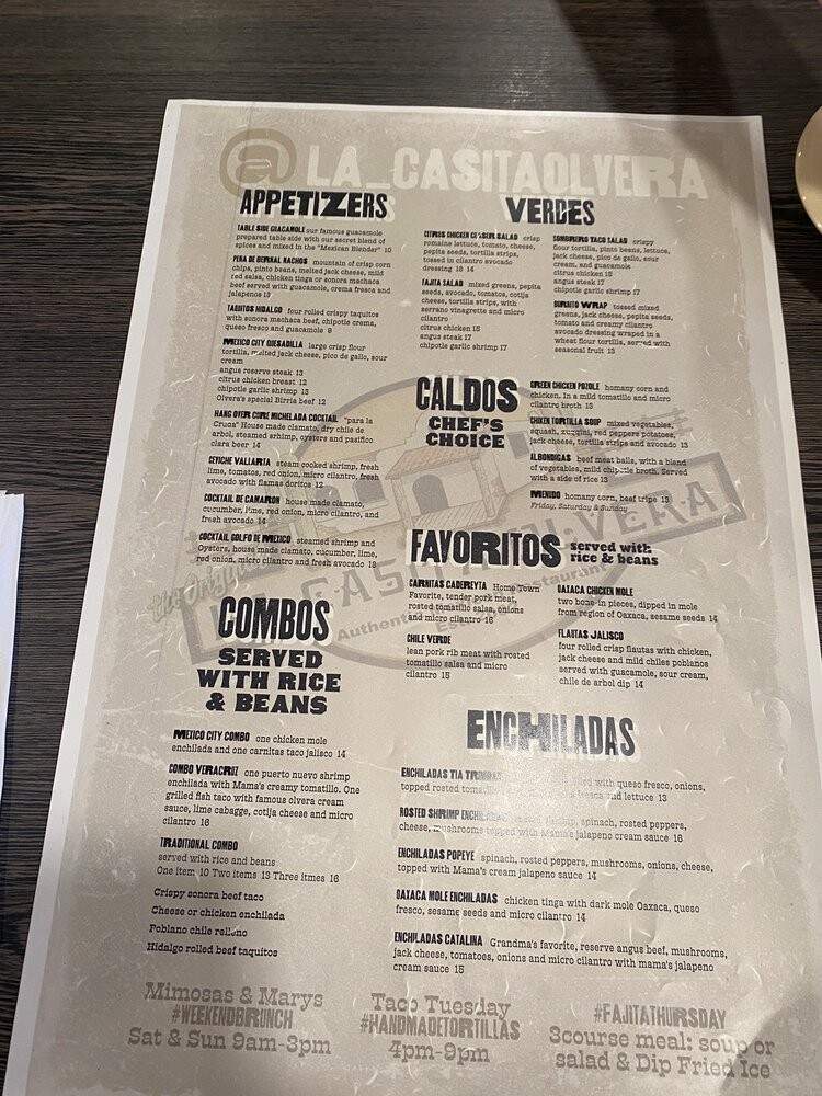 La Casita Olvera - La Habra, CA menu_pic