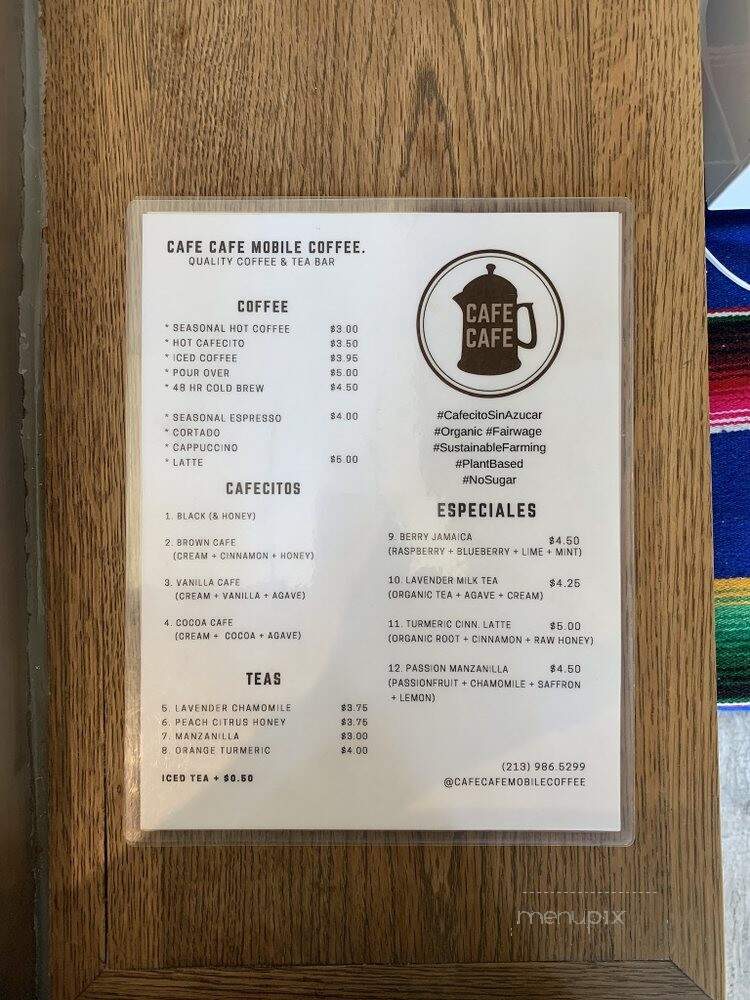 Cafe Cafe Mobile Coffee - Los Angeles, CA menu_pic