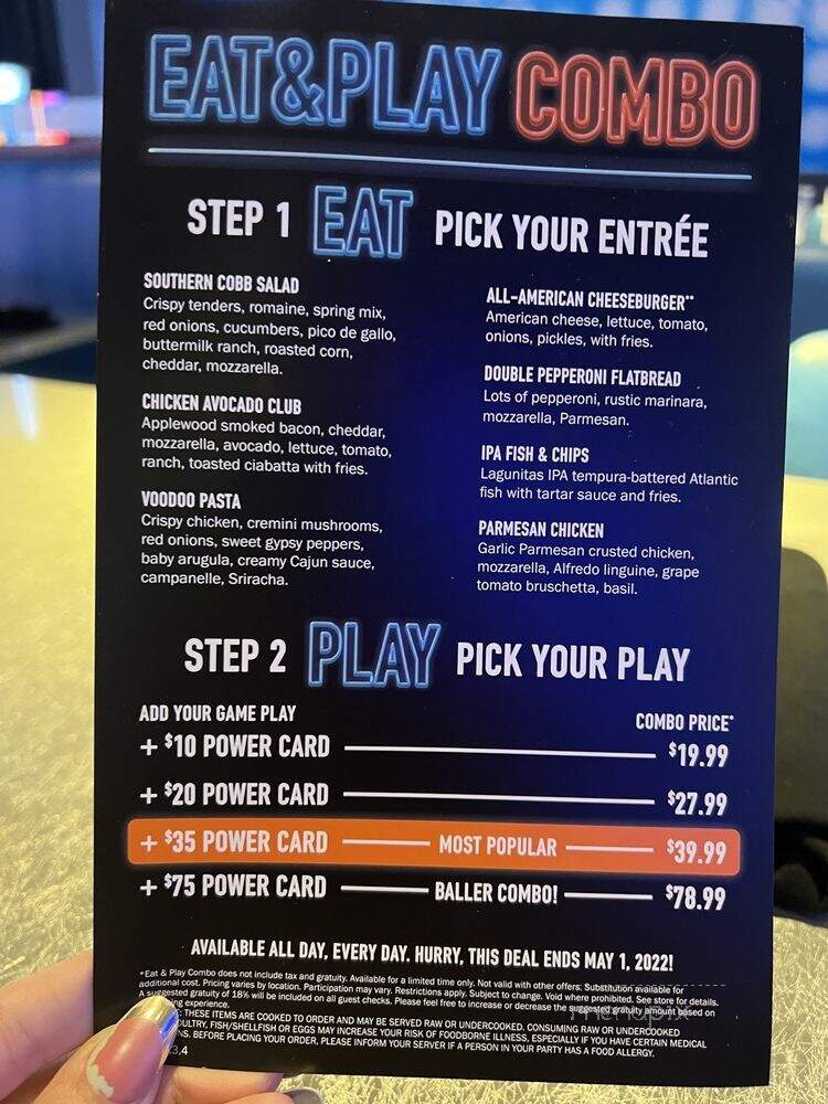 Dave & Buster's - Fullerton, PA menu_pic