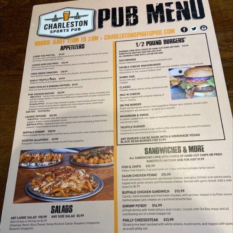 Charleston Sports Pub - Goose Creek, SC menu_pic