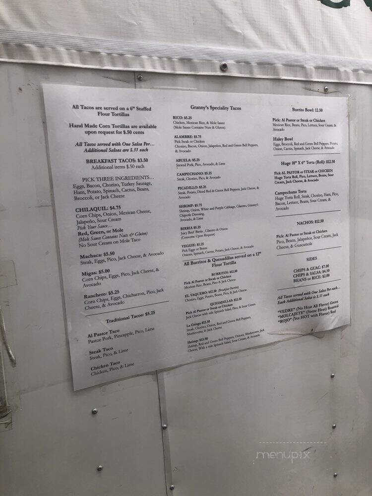 Granny's Tacos - Austin, TX menu_pic