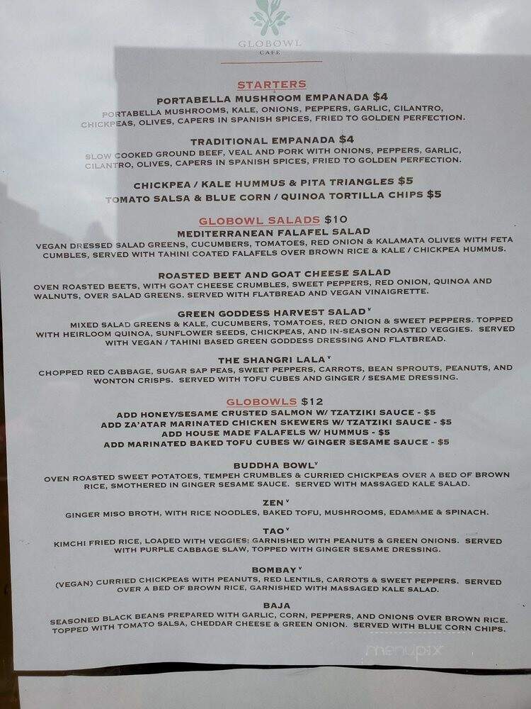 Globowl Cafe - Lexington, VA menu_pic